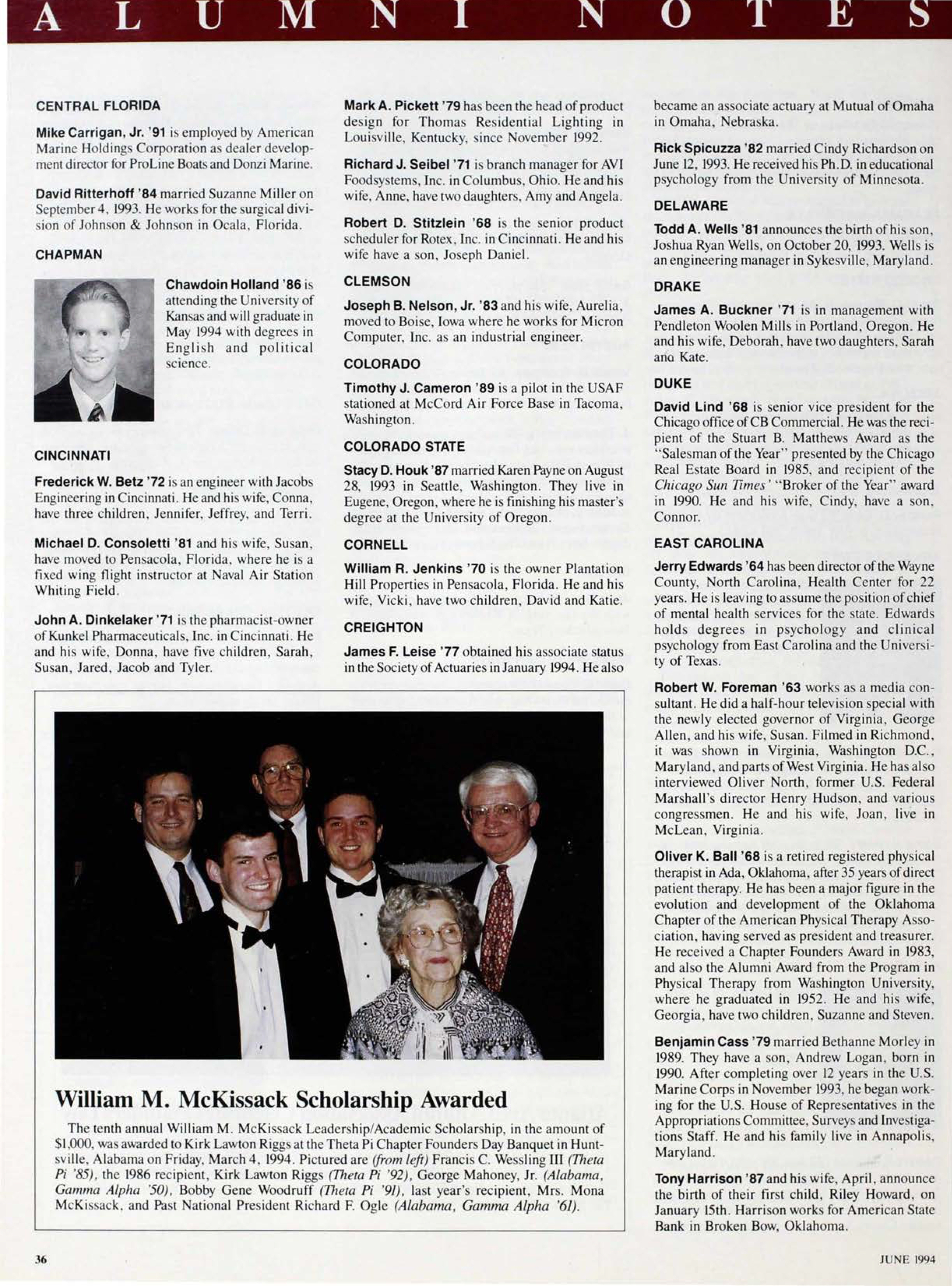 William M. McKissack Scholarship Awarded